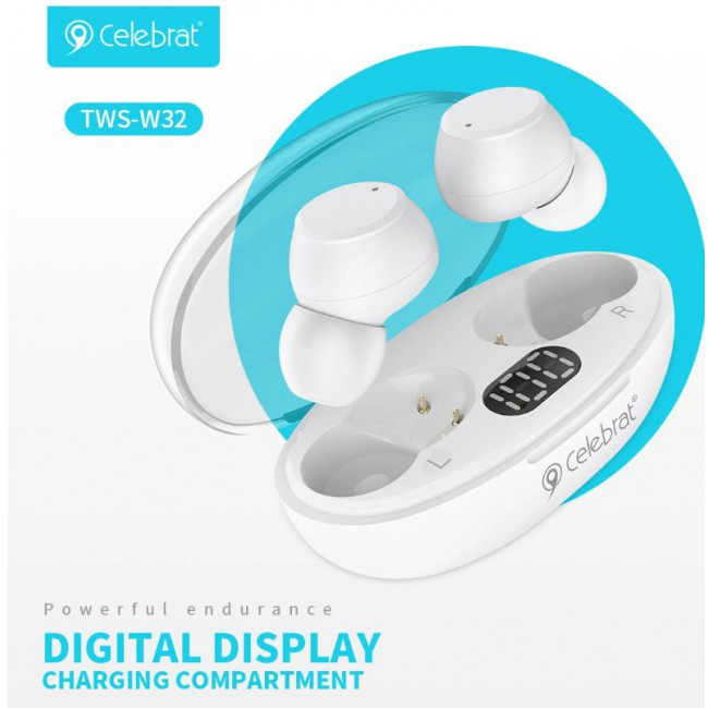 TWS W32  BLUETOOTH HANDSFREE PLUG ΜΕ ΘΗΚΗ ΦΟΡΤΙΣΗΣ ΛΕΥΚΑ