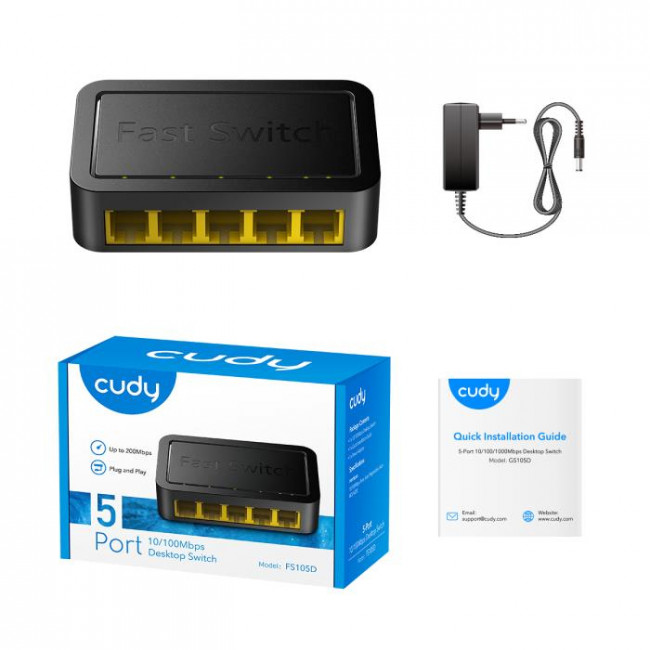 SWITCH 5port ΔΙΚΤΥΟΥ FAST ETHERNET 10/100Mbps CUDY FS105D