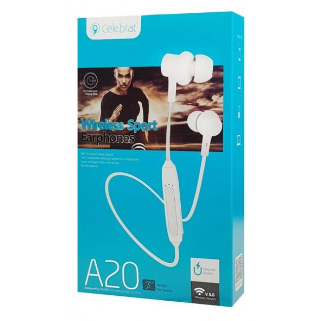 Α20 ΑΚΟΥΣΤΙΚΑ BLUETOOTH CELEBRAT ΜΕ ΜΑΓΝΗΤΗ ΛΕΥΚΟ