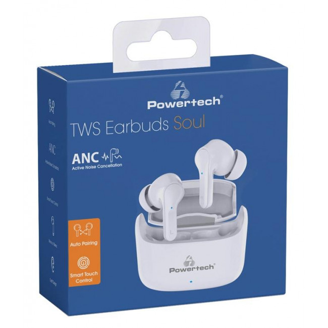 PT 1052 ΑΚΟΥΣΤΙΚΑ BLUETOOTH ΛΕΥΚΑ POWERTECH ΜΕ ΘΗΚΗ ΦΟΡΤΙΣΗΣ 400mA