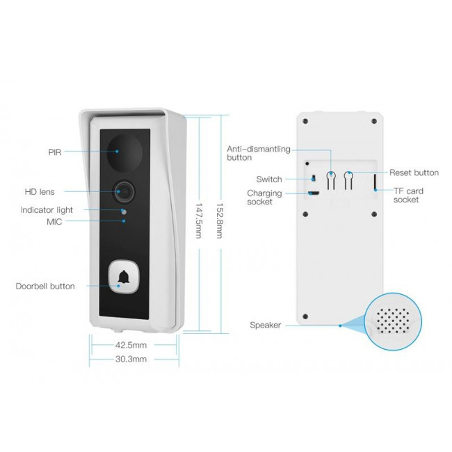 VSTARCAM IP ΚΟΥΔΟΥΝΙ ΜΕ ΚΑΜΕΡΑ WIFI 1080P 5000mA