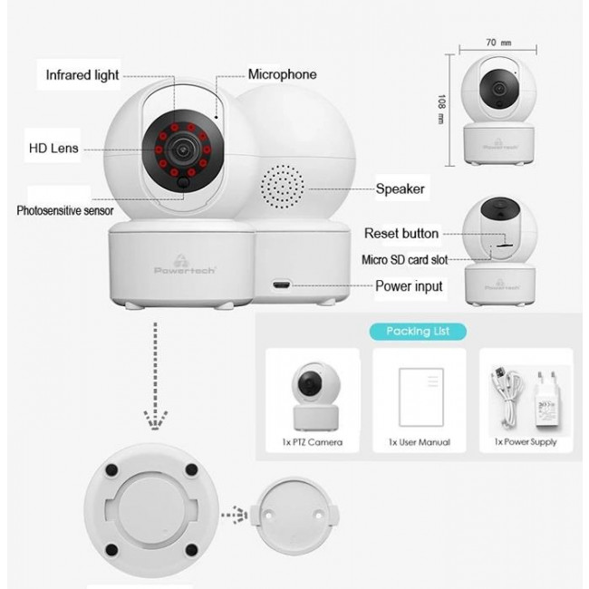 IP ΚΑΜΕΡΑ WIFI  PT 1085 3MP POWERTECH