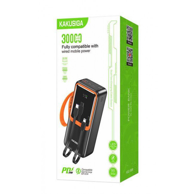POWER BANK 30000mAh 22.5W+PD20W ΜΑΥΡΟ KAKUSIGA