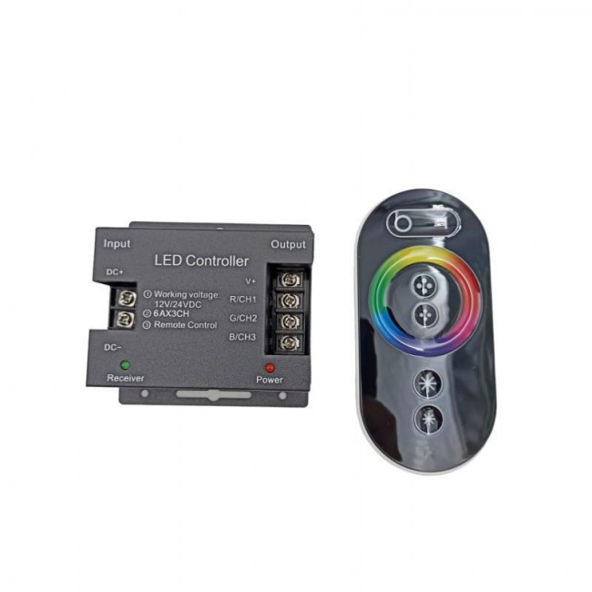 LED CONTROLLER RGB ΜΕ ΤΗΛΕΧΕΙΡΙΣΤΗΡΙΟ RF ΑΦΗΣ 12V/24V DC 432W (MAX)