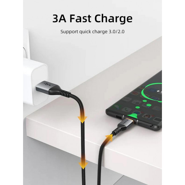 USB A - USB TYPE-C ΚΑΛΩΔΙΟ 2m 3A ΜΑΥΡΟ CABLETIME