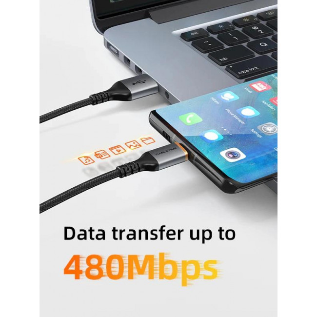 USB A - USB TYPE-C ΚΑΛΩΔΙΟ 2m 3A ΜΑΥΡΟ CABLETIME