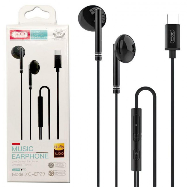 XO EP29 HANDSFREE ΣΤΕΡΕΟ TYPE-C ΜΑΥΡΟ