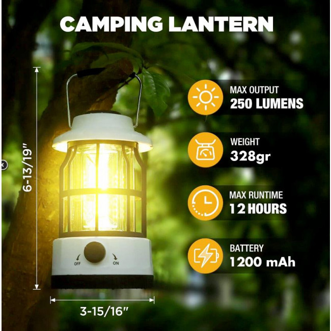 SP 801 L ΦΑΝΑΡΙ ΝΥΚΤΟΣ ΕΠΑΝΑΦΟΡΤΙΖΟΜΕΝΟ ME LED CAMPING ΛΕΥΚΟ