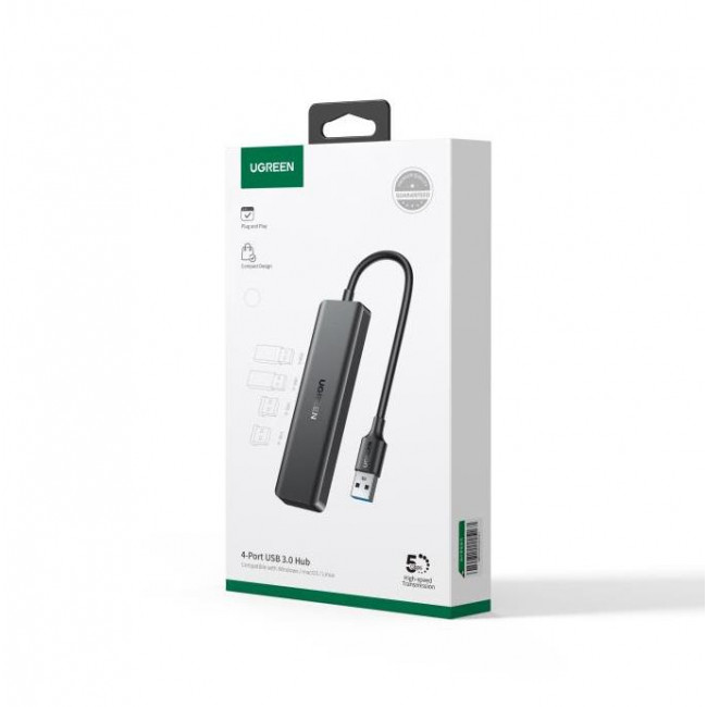 USB 3.0 HUB 4 PORTS 5Gbps ΓΚΡΙ UGREEN 25851