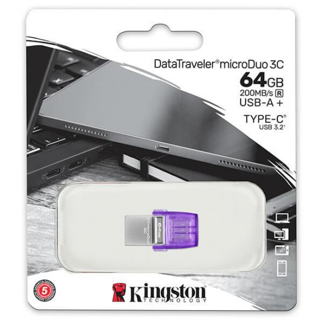 USB 3.2 USB A & USB TYPE C OTG ΜΝΗΜΗ 64GB 200MB/s DATATRAVELER KINGSTON