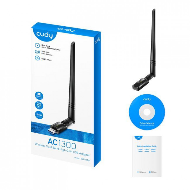 WU1400 AC1300 USB ΑΣΥΡΜΑΤΟΣ ΑΝΤΑΠΤΟΡΑΣ DUAL BAND CUDY