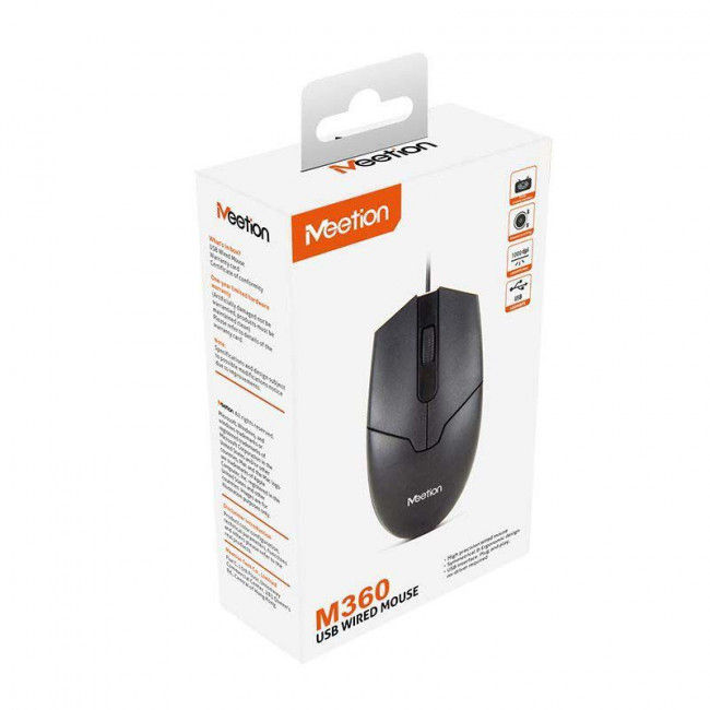 M 360 ΕΝΣΥΡΜΑΤΟ ΠΟΝΤΙΚΙ 1000DPI USB ΜΑΥΡΟ MEETION