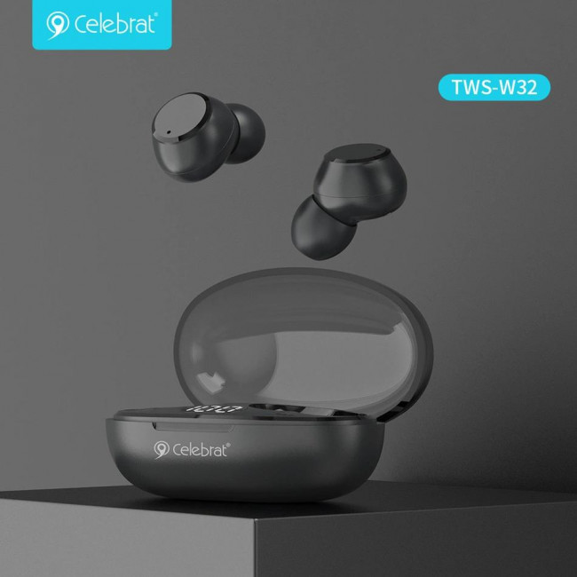 TWS W32  BLUETOOTH HANDSFREE PLUG ΜΕ ΘΗΚΗ ΦΟΡΤΙΣΗΣ ΜΑΥΡΑ
