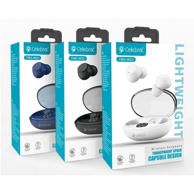 TWS W32  BLUETOOTH HANDSFREE PLUG ΜΕ ΘΗΚΗ ΦΟΡΤΙΣΗΣ ΜΑΥΡΑ