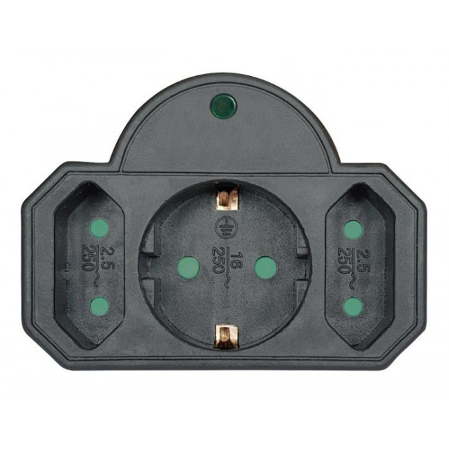 ΑΝΤΑΠΤΟΡΑΣ ΡΕΥΜΑΤΟΣ 3 ΘΕΣΕΩΝ (1 ΣΟΥΚΟ & 2 ΑΠΛΕΣ) ΜΕ ΠΡΟΣΤΑΣΙΑ ΥΠΕΡΤΑΣΗΣ ΜΑΥΡΟ