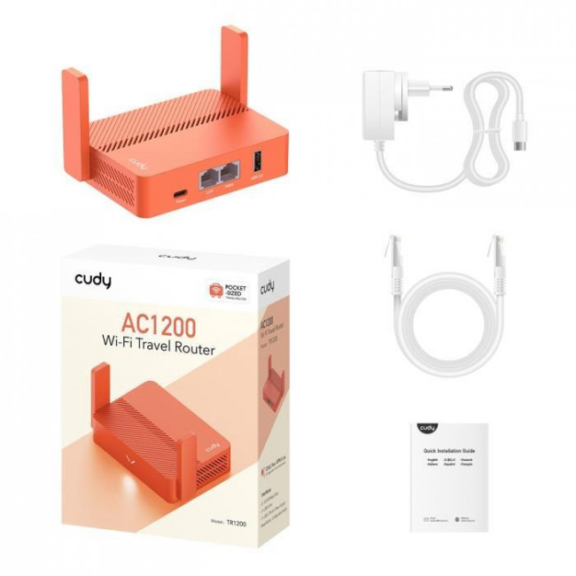 TR 1200 ACCESS POINT 1x10/100,1xWAN,1 USB-C, 1 USB-A AC1200 CUDY