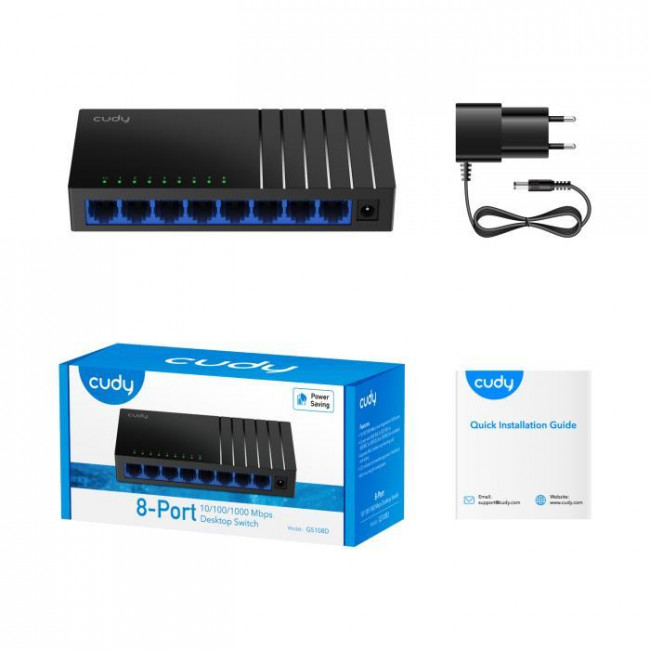 SWITCH 8port ΔΙΚΤΥΟΥ GIGABIT 10/100/1000Mbps GS108D CUDY