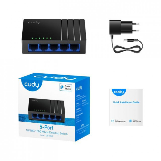 SWITCH 5port ΔΙΚΤΥΟΥ GIGABIT 10/100/1000Mbps GS105D CUDY