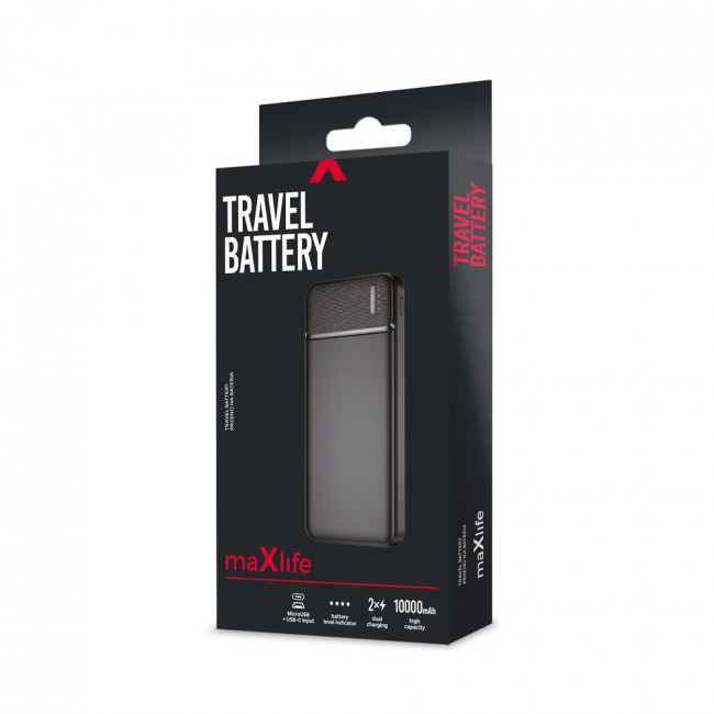 POWER BANK 10000mAh 2xUSB MAXLIFE MXPB-01 ΜΑΥΡΟ
