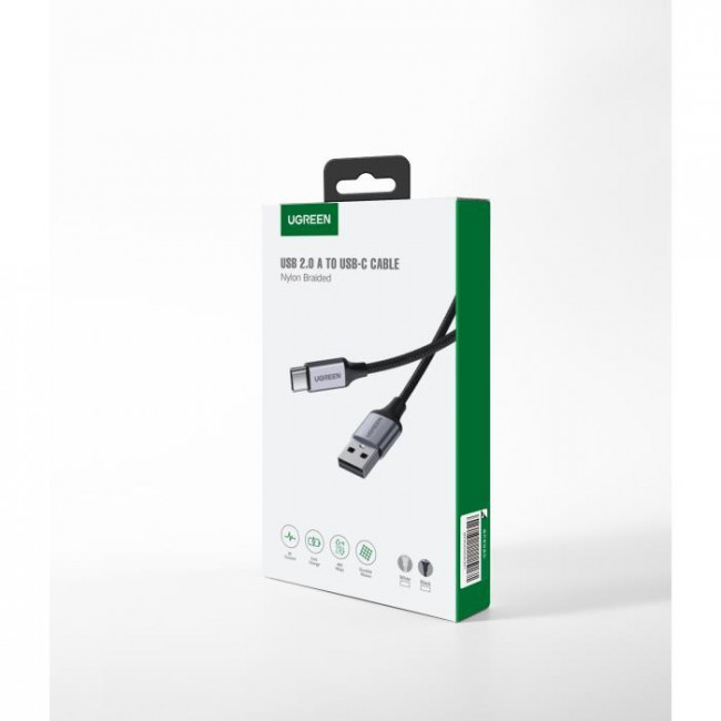USB 2.0 A - USB TYPE C 3A ΚΑΛΩΔΙΟ ΝΙΚΕΛ 3M UGREEN ΜΑΥΡΟ