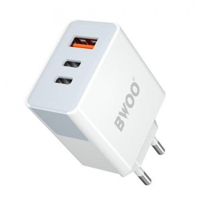 CDA 133  ΤΡΟΦΟΔΟΤΙΚΟ 220V 1xUSB  QC3.0 + 2xUSB TYPE C 40W FAST CHARGING ΦΟΡΤΙΣΤΗΣ BWOO