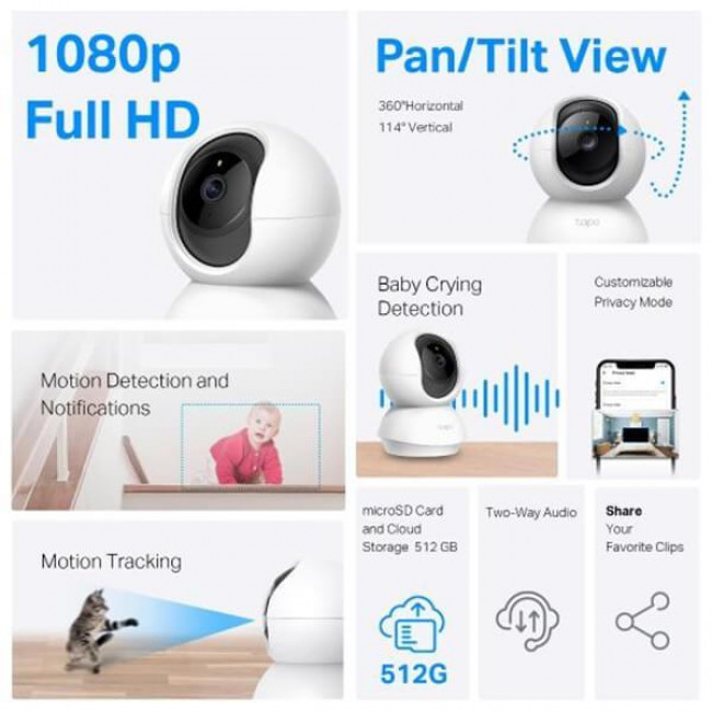C 200C TAPO IP ΚΑΜΕΡΑ PTZ ΕΣΩΤΕΡΙΚΟΥ ΧΩΡΟΥ 1080P HD