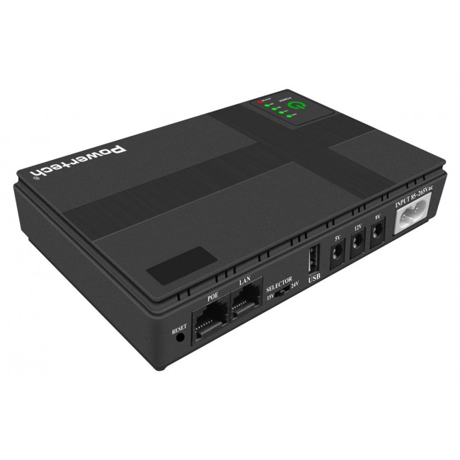UPS MINI 18W 10400mAh 3x DC USB/LAN/POE ΜΑΥΡΟ POWERTECH PT-1434