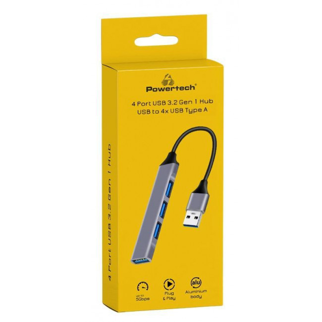 USB 3.0 HUB 1:4 4 ΘΥΡΩΝ 5Gbps ΜΑΥΡΟ PT-1114 POWERTECH