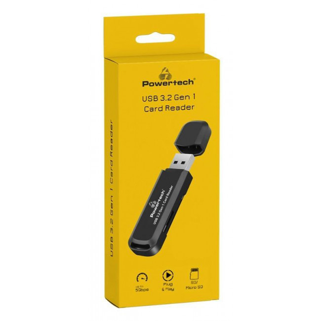PT-1112 CARD READER USB POWERTECH ΜΑΥΡΟ