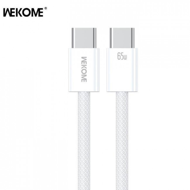 USB TYPE C - USB TYPE C PD 65W ΚΑΛΩΔΙΟ 1m WK ΛΕΥΚΟ