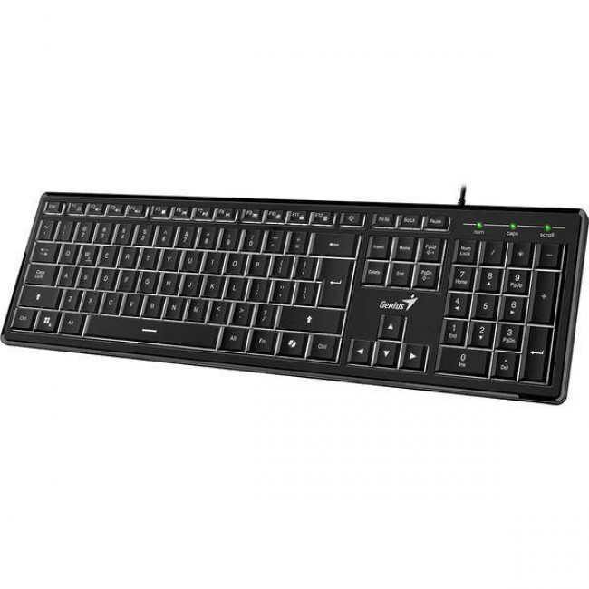 SLIMSTAR 820 ΕΝΣΥΡΜΑΤΟ ΠΛΗΚΤΡΟΛΟΓΙΟ USB ΦΩΤΙΖΟΜΕΝΟ GENIUS