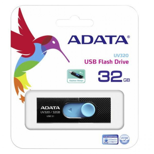 USB 3.2 ΜΝΗΜΗ 32GB ADATA AUV 320 ΜΑΥΡΟ