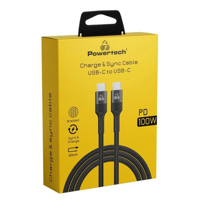 USB TYPE-C - USB TYPE-C ΚΑΛΩΔΙΟ 60cm 100W ΜΑΥΡΟ POWERTECH