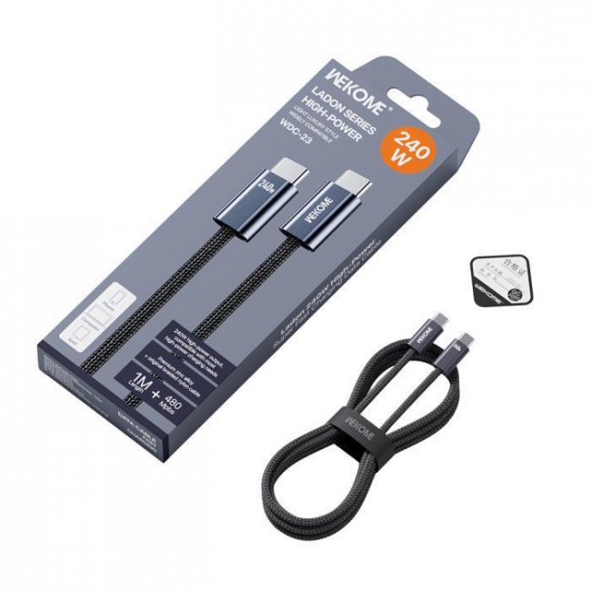 USB TYPE C - USB TYPE C ΚΑΛΩΔΙΟ 240W 1m WK WDC-23 ΜΑΥΡΟ