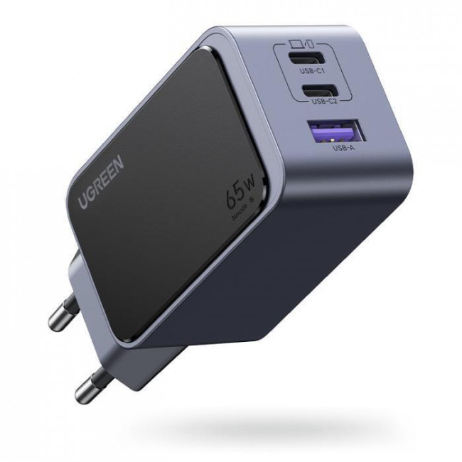 ΤΡΟΦΟΔΟΤΙΚΟ 220V QC4.0+ PDx2 65W GaN ΤΑΧΥΦΟΡΤΙΣΤΗΣ UGREEN ΜΑΥΡΟ