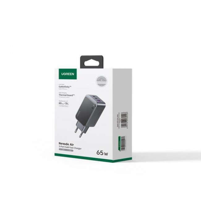 ΤΡΟΦΟΔΟΤΙΚΟ 220V QC4.0+ PDx2 65W GaN ΤΑΧΥΦΟΡΤΙΣΤΗΣ UGREEN ΜΑΥΡΟ