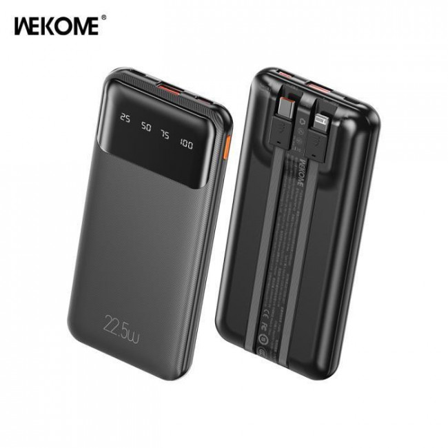 POWER BANK 10000mAh 22.5W PDx1 & QC3.0x1 WK ΜΑΥΡΟ WP-63