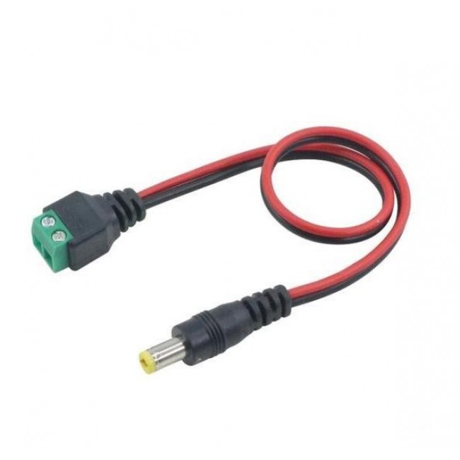 DC 2.1mm ΑΡΣΕΝΙΚΟ ΚΑΛΩΔΙΟ ΤΡΟΦΟΔΟΣΙΑΣ 30cm ΜΕ ΚΛΕΜΜΑ