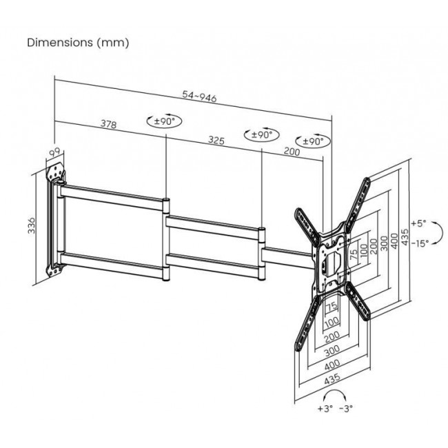 ATC-2365  ΒΑΣΗ ΓΙΑ LCD 23"-65" ΜΕ ΜΑΚΡΥ ΒΡΑΧΙΩΝΑ