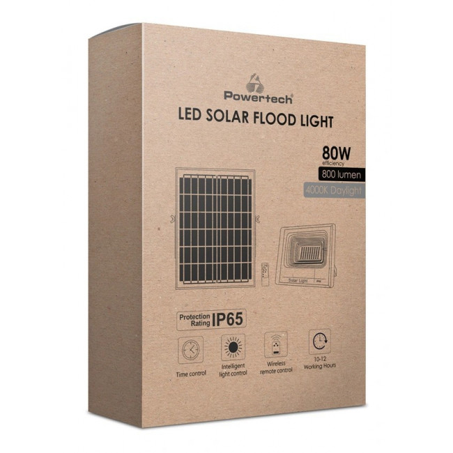 ΠΡΟΒΟΛΕΑΣ LED 80W ΜΕ ΗΛΙΑΚΟ ΠΑΝΕΛ 4000K, 300lm, 3500mA, IP65