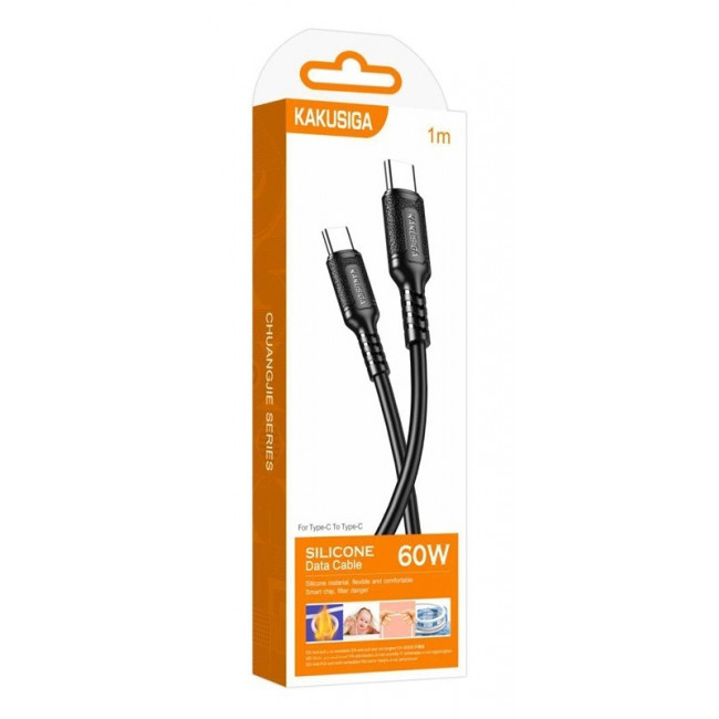 USB TYPE-C - USB TYPE-C ΚΑΛΩΔΙΟ 1m 60W ΣΙΛΙΚΟΝΗΣ ΜΑΥΡΟ