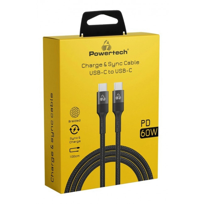 USB TYPE-C - USB TYPE-C ΚΑΛΩΔΙΟ 1m 60W ΜΑΥΡΟ POWERTECH