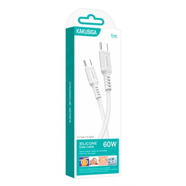 USB TYPE-C - USB TYPE-C ΚΑΛΩΔΙΟ 1m 60W ΣΙΛΙΚΟΝΗΣ ΛΕΥΚΟ