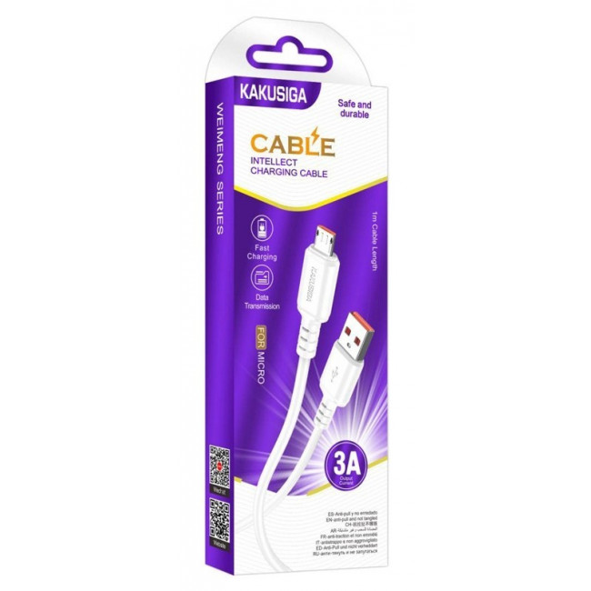 USB A - MICRO USB B ΚΑΛΩΔΙΟ 1m 3A ΛΕΥΚΟ KSC-982 KAKUSIGA