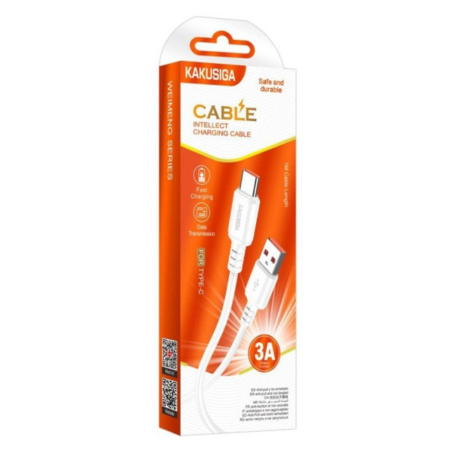 USB A - USB TYPE-C ΚΑΛΩΔΙΟ 1m 3A ΛΕΥΚΟ KAKUSIGA KSC-982