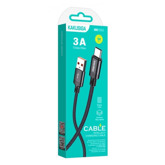 USB A - USB TYPE-C ΚΑΛΩΔΙΟ 1m 3A ΜΑΥΡΟ KAKUSIGA KSC-970