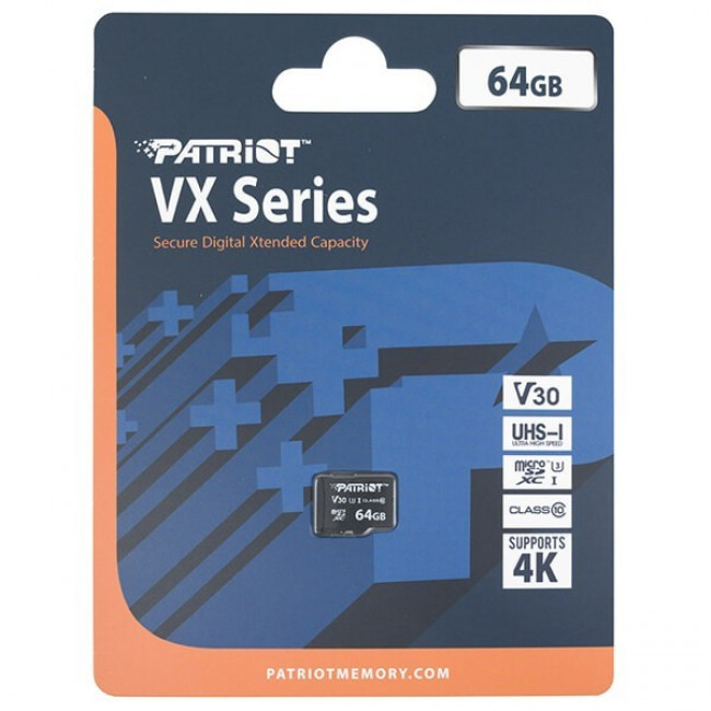 ΚΑΡΤΑ ΜΝΗΜΗΣ MICRO SD 64GB CLASS 10 UHS-I U3 V30 4K PATRIOT