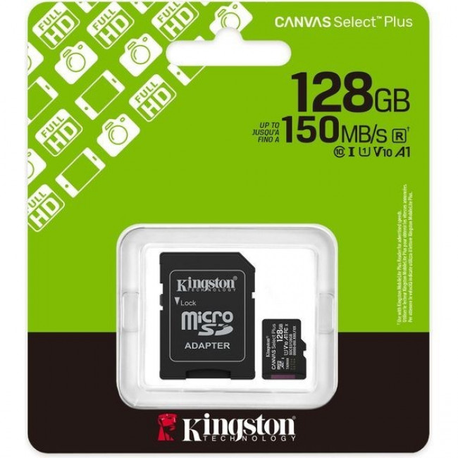 ΚΑΡΤΑ ΜΝΗΜΗΣ MICRO SD 128GB SDXC 150MB/S A1 + ADAPTER KINGSTON CANVAS SELECT PLUS