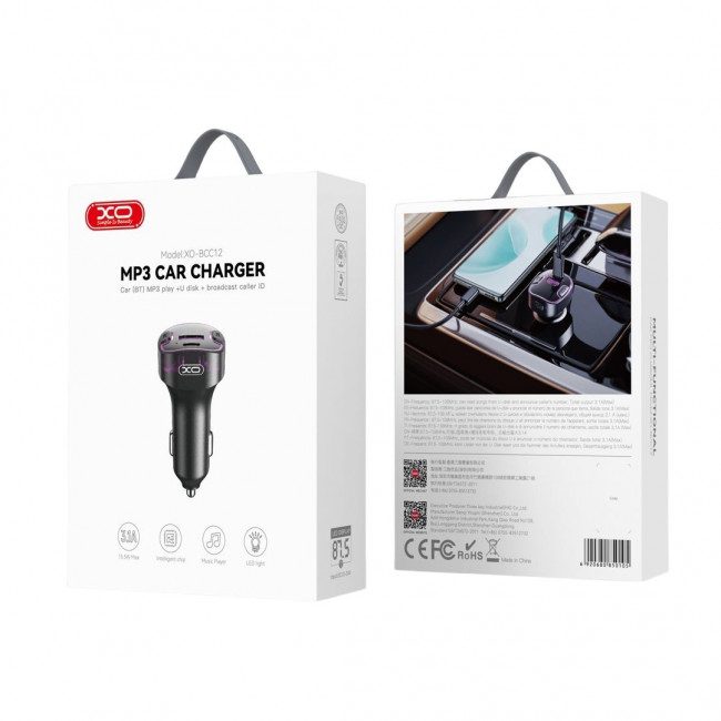 FM TRANSMITTER ΓΙΑ ΑΥΤΟΚΙΝΗΤΟ ΨΗΦΙΑΚΗ ΟΘΟΝΗ BT+ QC3.0 BCC12 XO