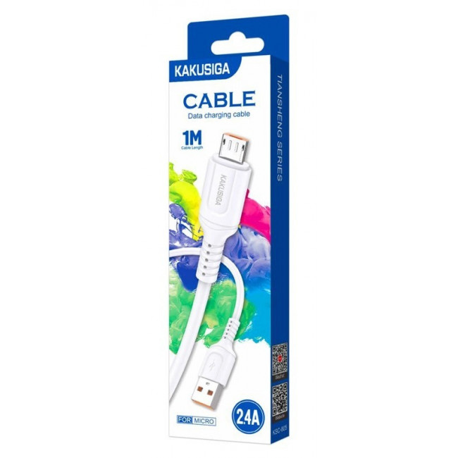 USB A - MICRO USB B ΚΑΛΩΔΙΟ 1m 2.4A ΛΕΥΚΟ KSC-805 KAKUSIGA